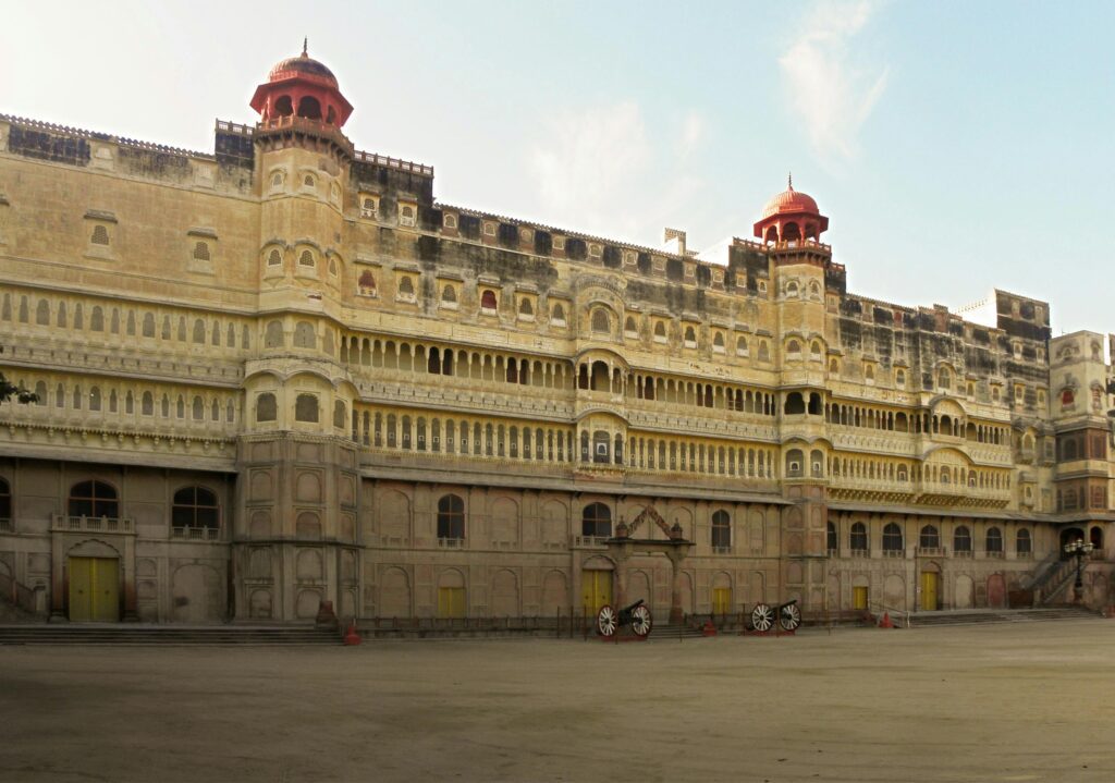 Historic palace structure inside Lohagarh Fort Bharatpur with domed towers and courtyard
